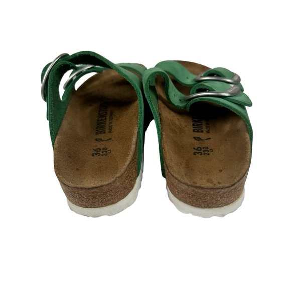 Birkenstock Ladies 36 (5) Narrow Arizona Big Buckle Bold Jade Leather Sandals - Picture 3 of 8